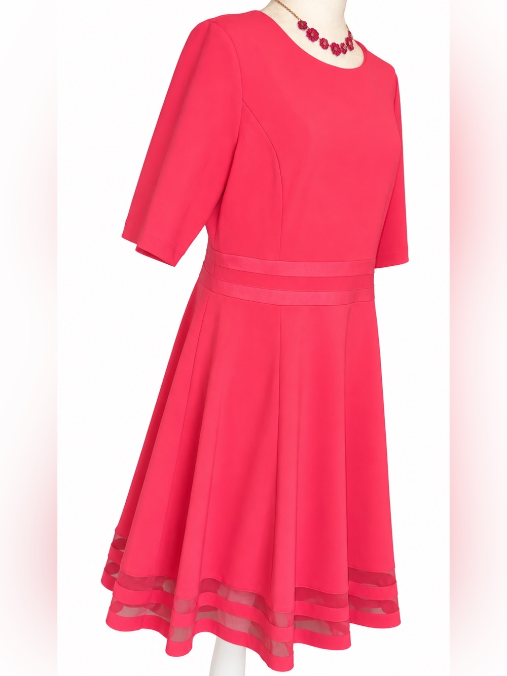 Calvin Klein Watermelon Pink Fit & Flare Dress Size 14